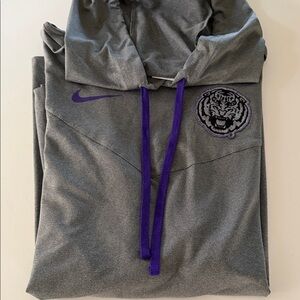 Nike Gray Hoodie with Purple Tiger Design Small